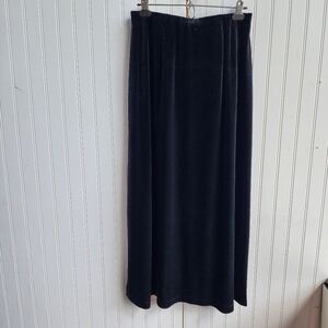 Worthington Women’s Black Velour Velvet Maxi Skirt Back Slit Goth Holiday Sz 14